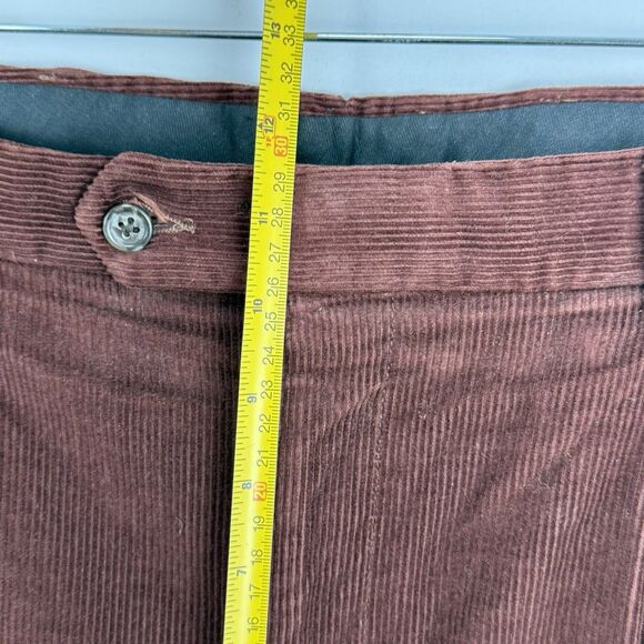 VTG Jos. A. Bank Mens Pants Red Corduroy Straight Cuffed Pleated Chinos Size 35 - Picture 14 of 15